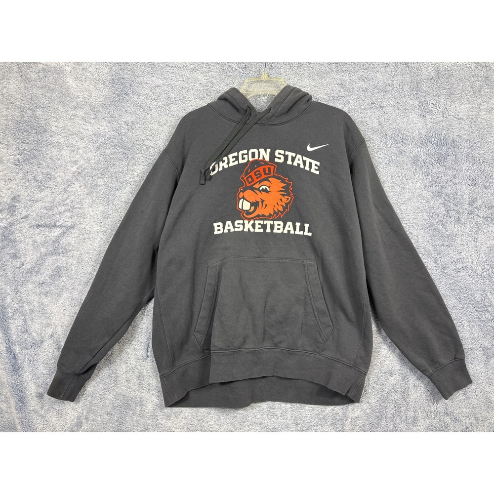 Nike Mens XL Gray Oregon State Basketball Hoodie Benny Beaver Graphic Pullover